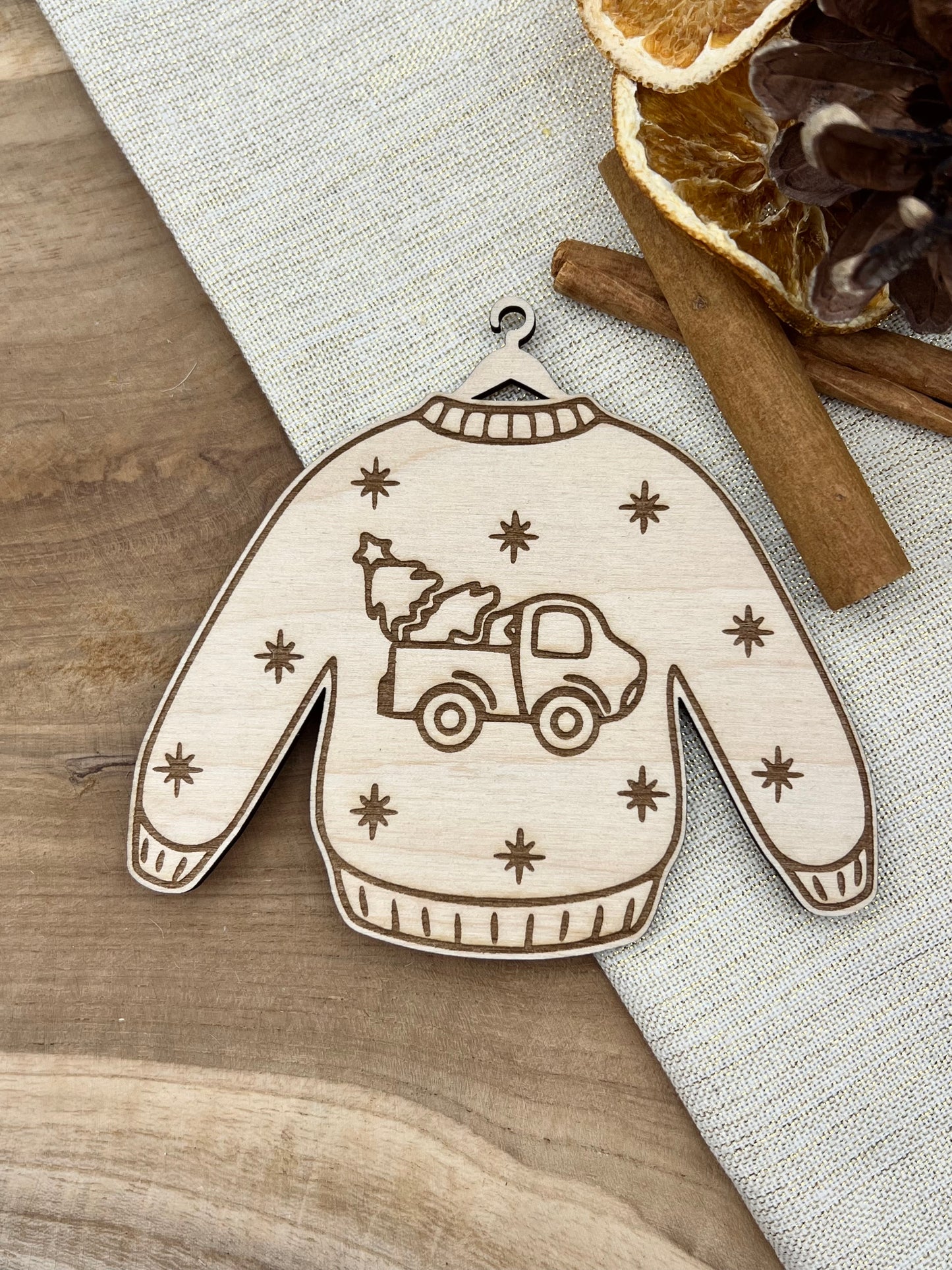 Holz-Weihnachtspullover