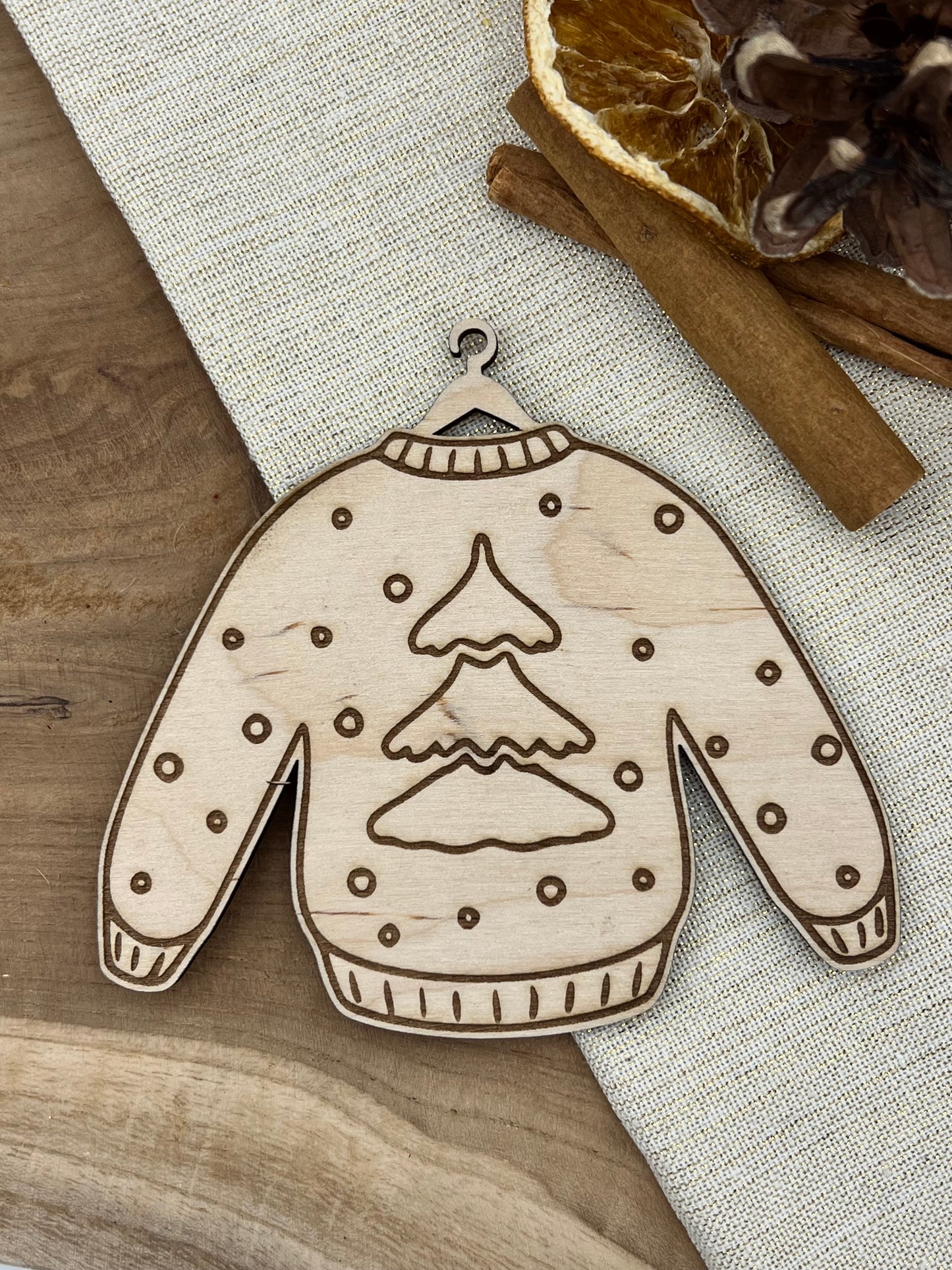 Holz-Weihnachtspullover