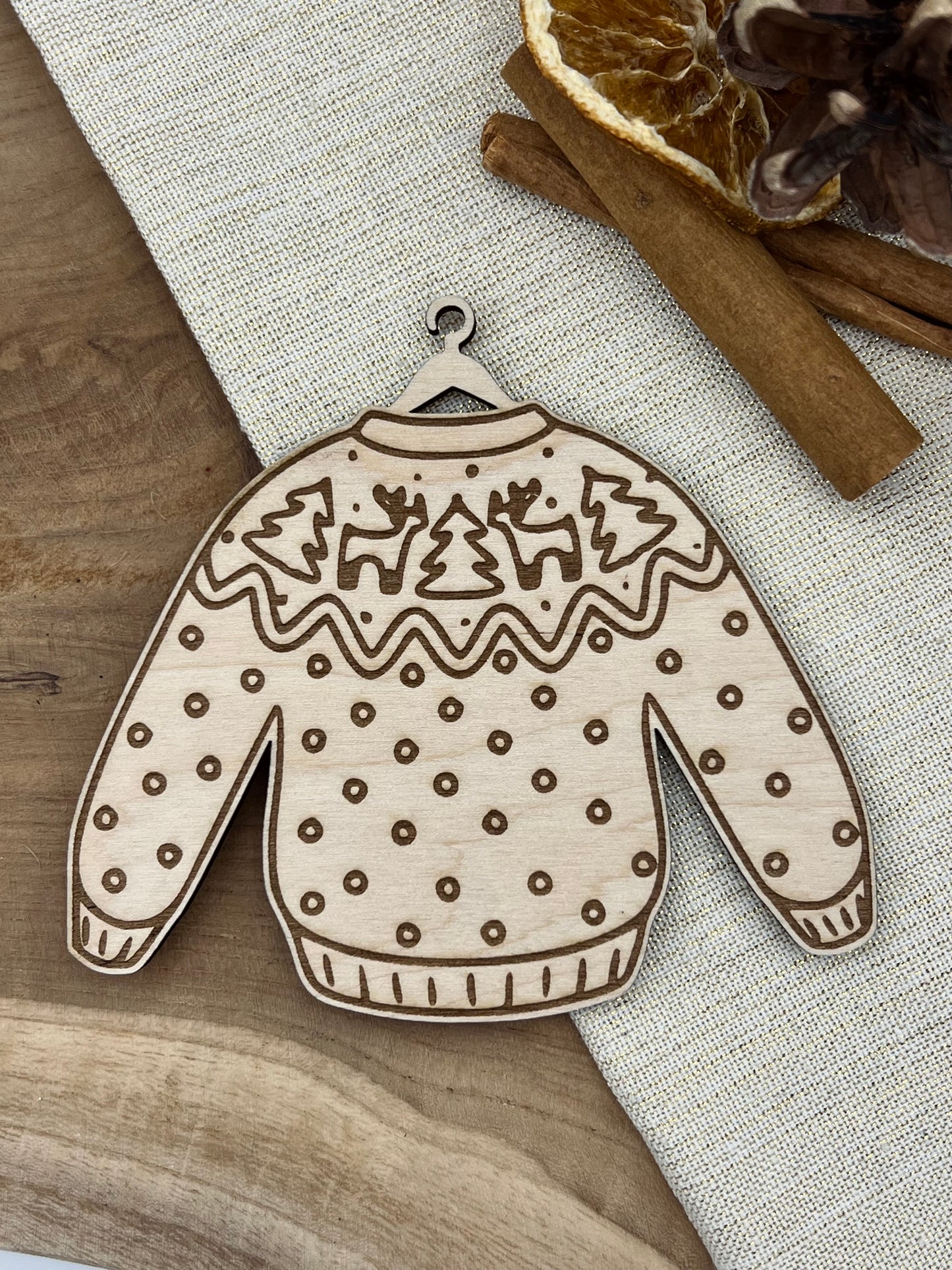 Holz-Weihnachtspullover