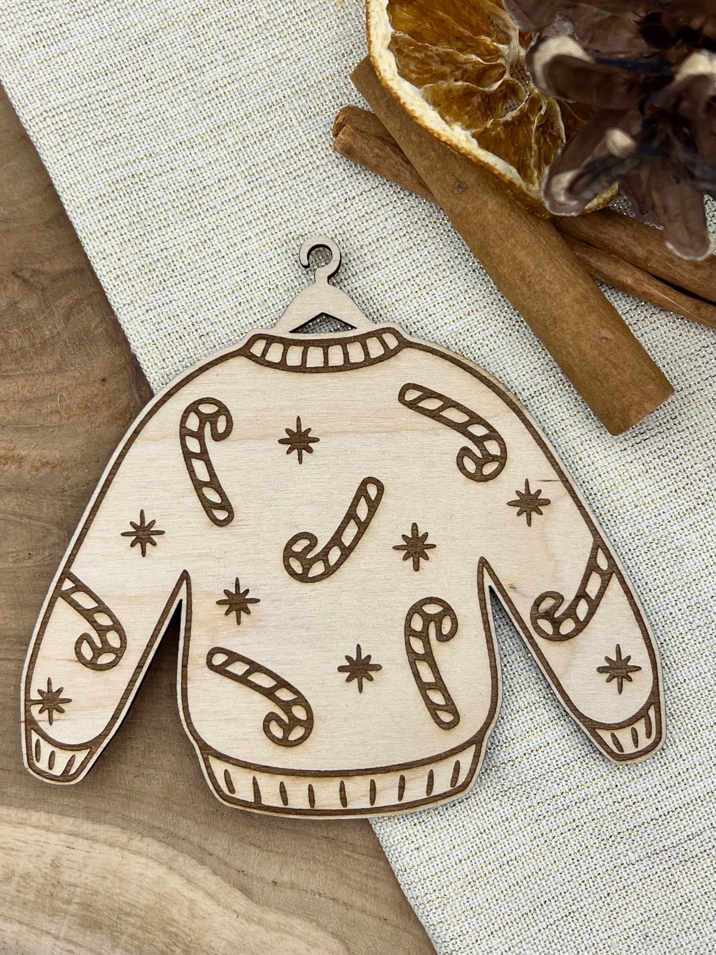 Holz-Weihnachtspullover