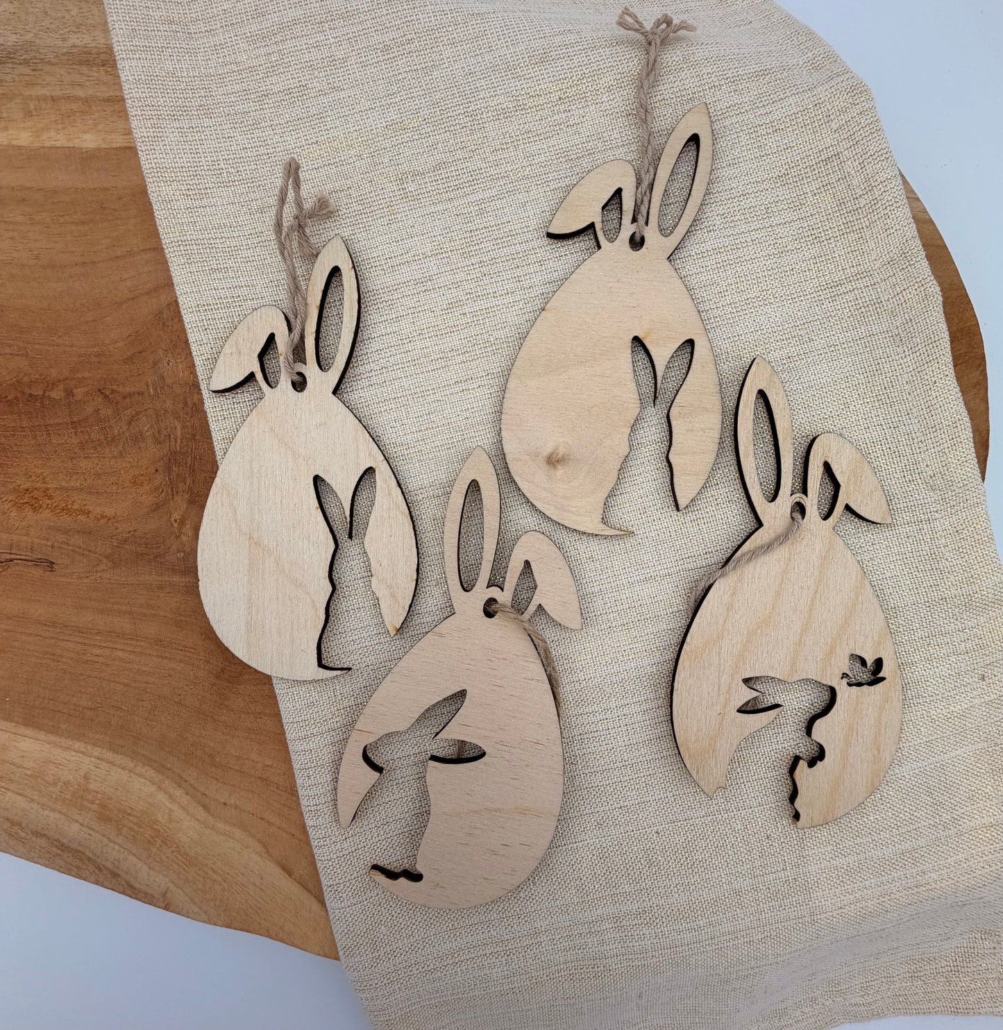 Osteranhänger aus Holz- Hasen /4er-Set